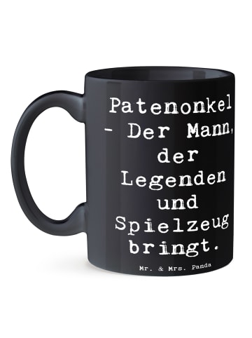Mr. & Mrs. Panda Kaffeetasse Spruch Patenonkel Geschenk mit Spruch in Schwarz