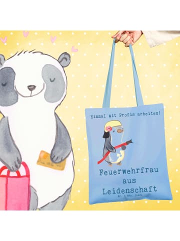 Mr. & Mrs. Panda Stoffbeutel Feuerwehrfrau Leidenschaft mit Spruch in Sky Blue