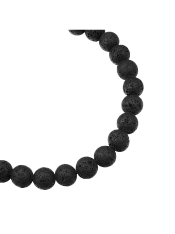 True Rebels Armband aus Edelstahl Lavastein in schwarz