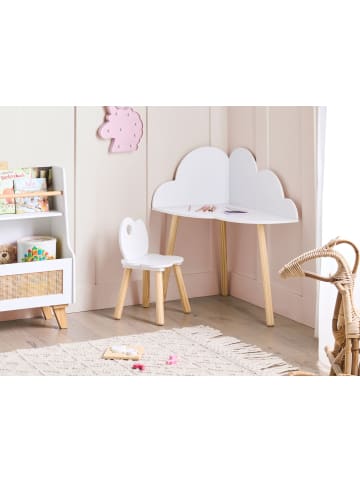 Beliani 2-tlg Kindertisch und Stuhlset CLOUDY in Weiß/Braun