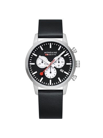 Mondaine Herrenuhr Chronograph Schwarz 41 mm