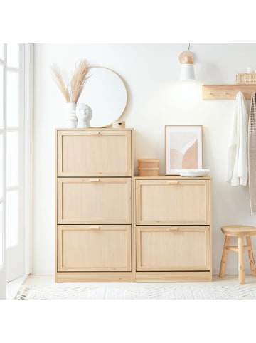 SoBuy Schuhkipper in Natur - (B)60 x (H)118 x (T)24cm