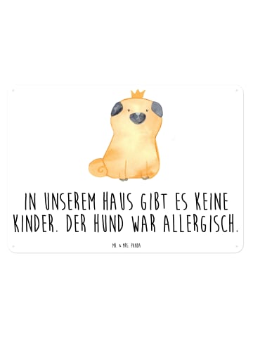 Mr. & Mrs. Panda Blechschild Mops Krone mit Spruch in Weiß