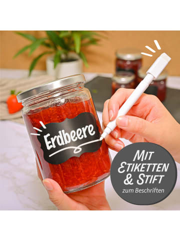 Praknu 12 Einmachgläser 500ml mit Deckel, Etiketten - Luftdichte Twistoff