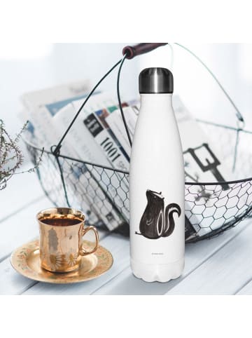 Mr. & Mrs. Panda Thermos Stinktier Sitzen ohne Spruch in Weiß