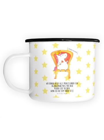 Mr. & Mrs. Panda XL Emaille Tasse Einhorn König mit Spruch in Weiß