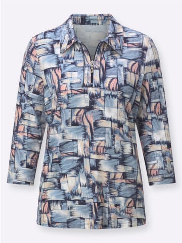 WITT WEIDEN Poloshirt in hortensie-taubenblau-bedruckt