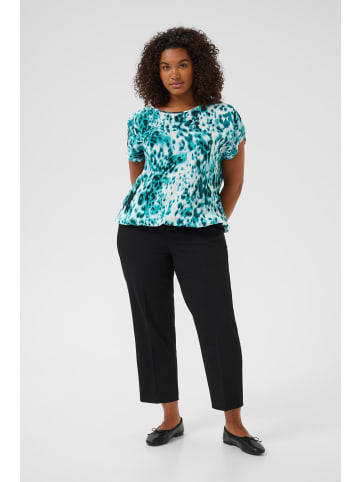 KAFFE curve Kurzarm-Bluse KCami Loose fit in Teal Leopard Print