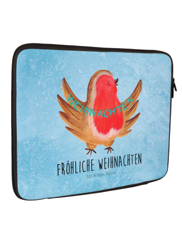Mr. & Mrs. Panda Laptop Hülle Rotkehlchen Weihnachten ohne Spruch in Eisblau