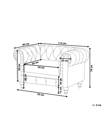Beliani Sessel CHESTERFIELD in Grau/Braun - (W) 112 x (H) 79 x (L) 85 cm