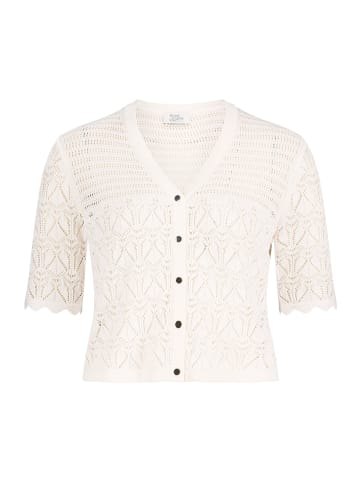 Vera Mont Sommer-Strickjacke mit V-Ausschnitt in Bright Gardenia