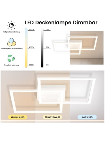 ZMH Deckenleuchte LED in weiß Dimmbar 52W mit Fernbedienung Modern
