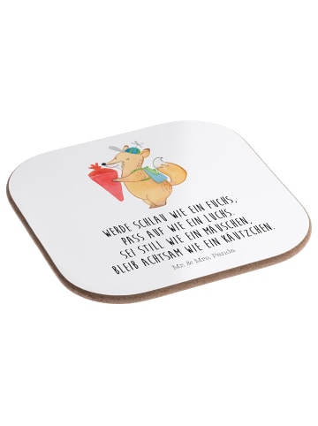 Mr. & Mrs. Panda Untersetzer Quadratisch Fuchs Schulkind mit Spruch in Weiß