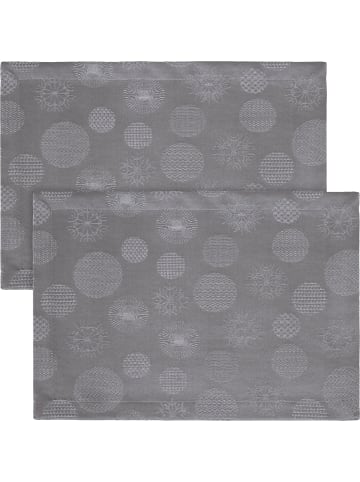 Erwin Müller Jacquard, Baumwollmischung Tischset 2er-Pack Calvia in silber