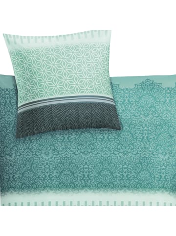Kleine Wolke Mako-Satin Bettwäsche in grün-grau