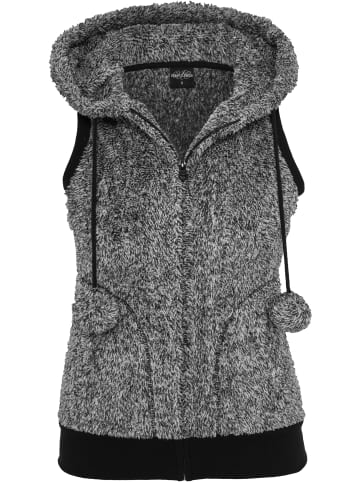 Urban Classics Urban Classics Damen Ladies Melange Teddy Vest in blk/wht
