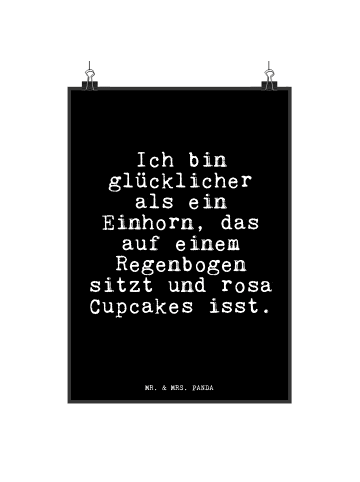 Mr. & Mrs. Panda Poster Ich bin glücklicher als... mit Spruch in Schwarz