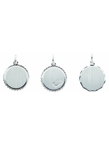 Adeliás Damen 925 Silber Gravurplatte Anhänger Ø 16 mm in silber