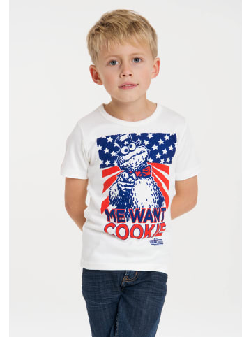 Logoshirt T-Shirt Cookie Monster - Me Want Cookie in altweiß