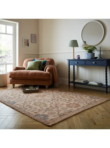 KADIMA DESIGN Flachgewebe Teppich mit floralem Oriental-Muster, Jute-Chenille-Mischung in Rosa