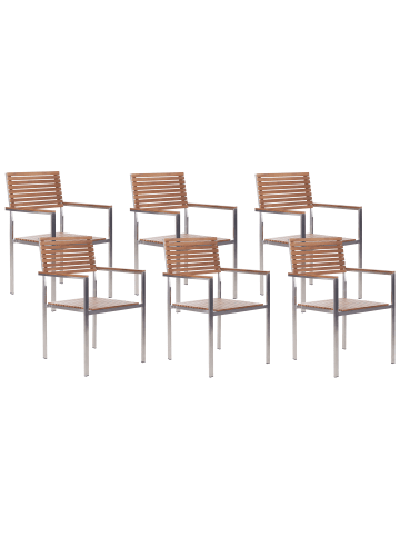 Beliani 6er-Set Esszimmerstuhl VIAREGGIO in Braun/Silber