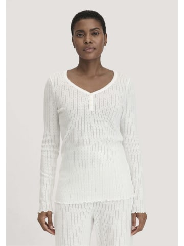Hessnatur Pointelle Henley Schlafshirt in naturweiss