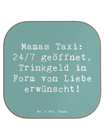 Mr. & Mrs. Panda Holz Untersetzer Spruch Mamas Taxi mit Spruch in Meeresbrise