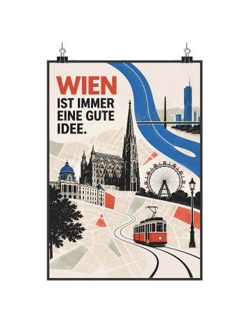 Poster Stadt modern Design mit Spruch in Weiß