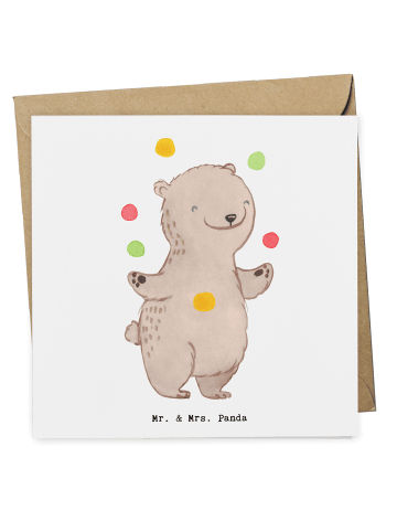 Mr. & Mrs. Panda Einladungskarte Bär Jonglieren ohne Spruch in Weiß