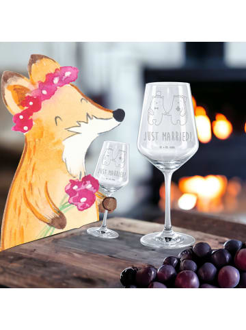 Mr. & Mrs. Panda Glas Rotwein Bär Heirat mit Spruch in Transparent