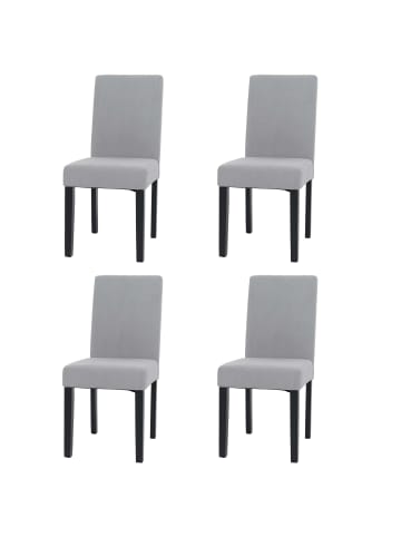 MCW 4er-Set Esszimmerstuhl Littau Stoff/Textil Cord Holz, Hellgrau, dunkle Beine