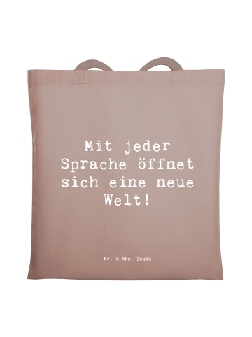 Mr. & Mrs. Panda Tote Bag Spruch Sprachen lernen mit Spruch in Braun Pastell