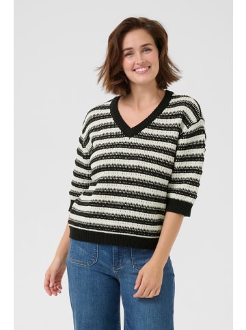 Kaffe Strickpullover KAstine Loose fit in Turtledove/Black Stripe