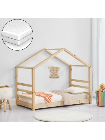 en.casa Kinderbett Vardø mit Matratze in Beige (L)160cm (B)80cm