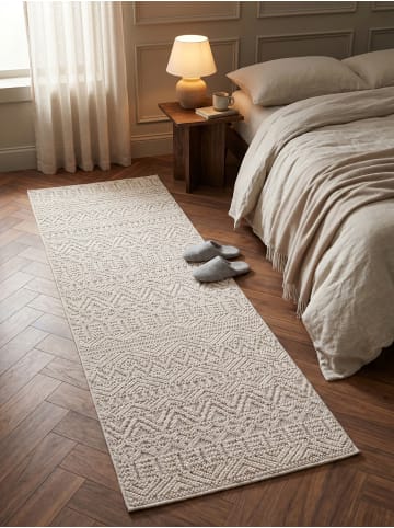 KADIMA DESIGN Flachgewebe-Teppich Ethno Streifen Boho Pflegeleicht in Creme