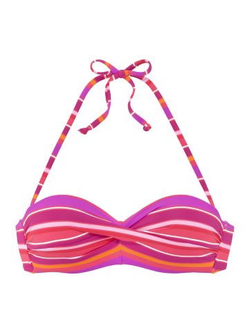 S. Oliver Bügel-Bandeau-Bikini-Top in pink bedruckt