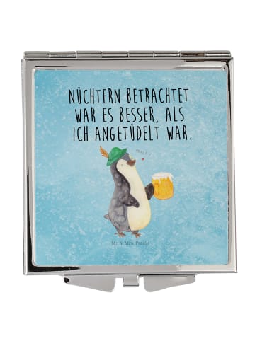Mr. & Mrs. Panda Handtaschenspiegel quadratisch Pinguin Bier mit... in Eisblau