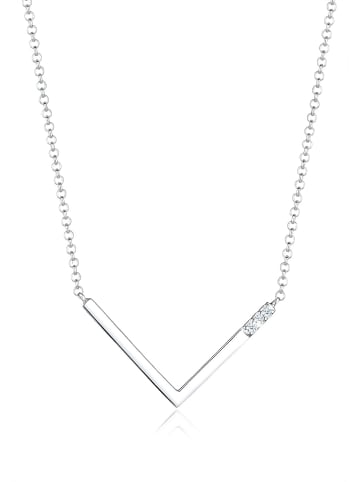 Elli DIAMONDS  Halskette 925 Sterling Silber Dreieck, Geo, V-Kette in Weiß