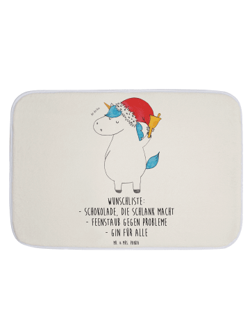Mr. & Mrs. Panda Badteppich Einhorn Weihnachtsmann mit Spruch in Weiß