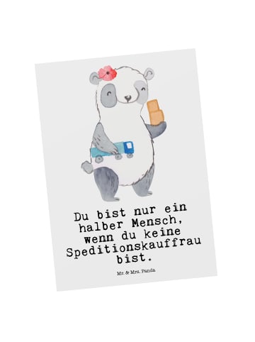 Mr. & Mrs. Panda Postkarte Speditionskauffrau Herz mit Spruch in Weiß