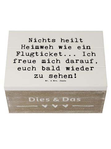 Mr. & Mrs. Panda Holzkiste Spruch Heimweh Ticket mit Spruch in Weiß