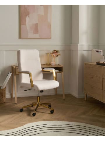 Beliani Chefsessel DEMURE in Weiß/Schwarz/Gold - (W) 60 x (H) 106 x (L) 60 cm
