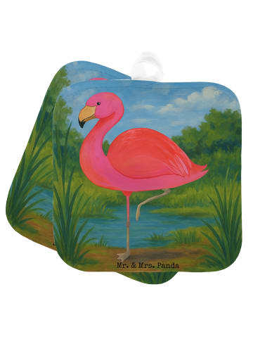 Mr. & Mrs. Panda Topflappen Flamingo Classic Design ohne Spruch in Weiß