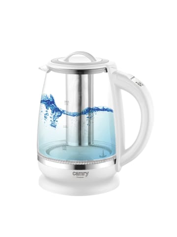 camry CR 1290 Wasserkocher mit Teesieb, 2 L - 2200 W, 360° drehbar in Weiß