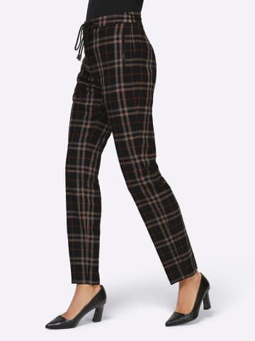 Heine Hose in schwarz-cognac-kariert
