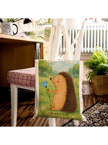 Mr. & Mrs. Panda Shopper Bag Igel Blumen Design ohne Spruch in Weiß