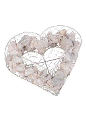 UNUS Herz Gitter Gabione mit Steinen zum Bepflanzen in Weiß