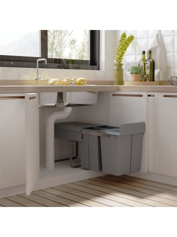 HOMCOM Einbaumülleimer-48L x 34,2B x 41,8H cm-Grau