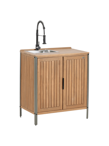 Beliani Gartenschrank IVREA in Braun/Grau/Schwarz - (W) 80 x (H) 92 x (L) 50 cm