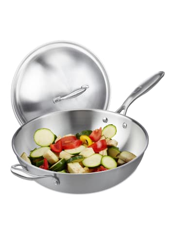 relaxdays Wok in Silber - Ø 32 cm